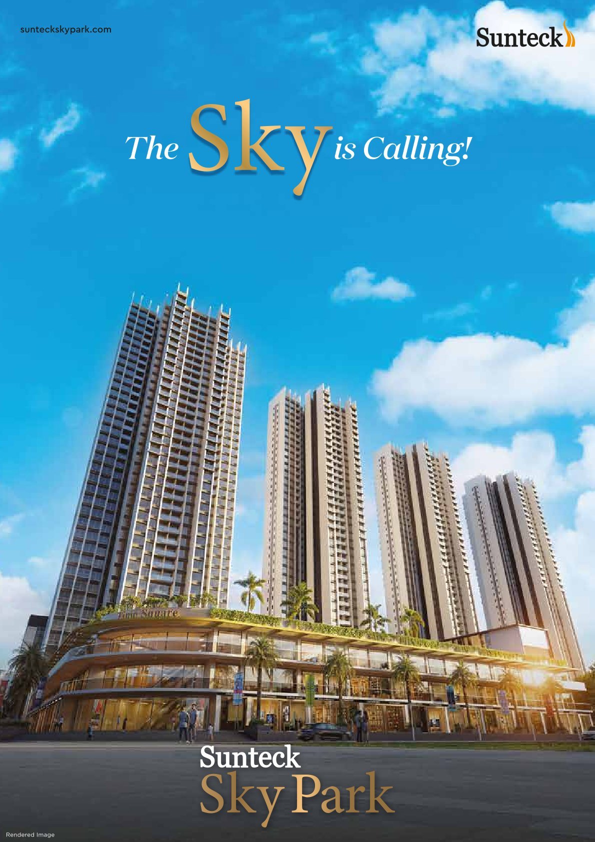Elegant high-rise residential tower with modern architecture at Sunteck Sky Park Mira Road.