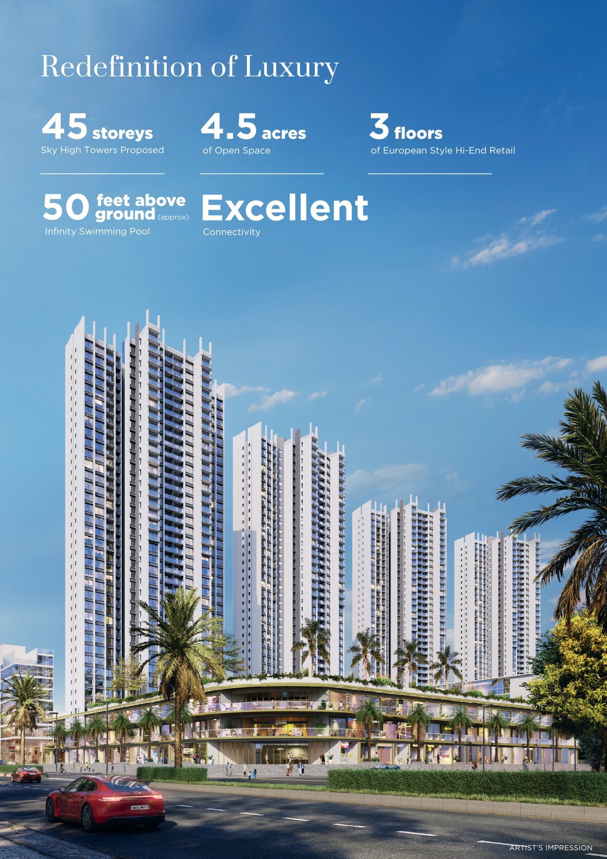 Elegant high-rise residential tower with modern architecture at Sunteck Sky Park Mira Road.