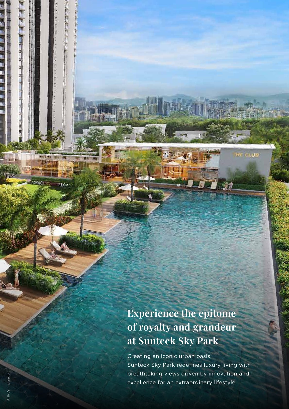 Modern luxury swimming pool with elegant design and relaxing atmosphere at Sunteck Sky Park Mira Road.