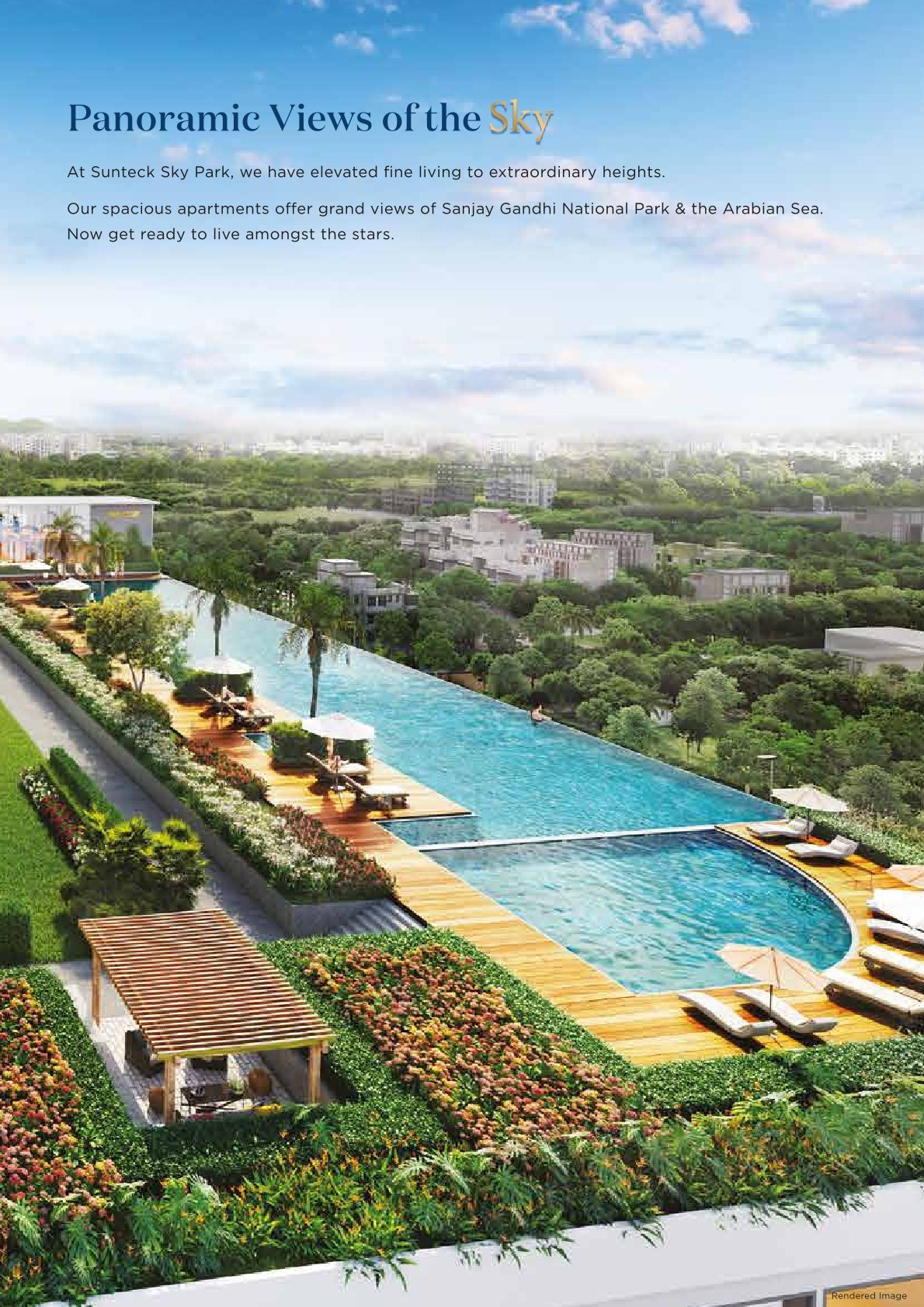 Modern luxury swimming pool with elegant design and relaxing atmosphere at Sunteck Sky Park Mira Road.