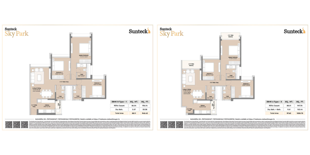 Detailed floor plan 2 layout showcasing smart space utilization at Sunteck Sky Park Mira Road.