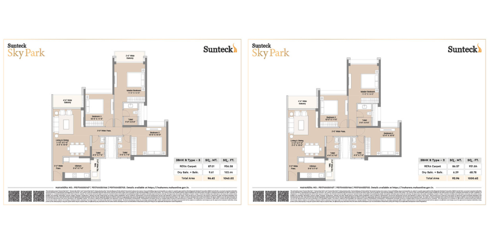 Detailed floor plan 1 layout showcasing smart space utilization at Sunteck Sky Park Mira Road.