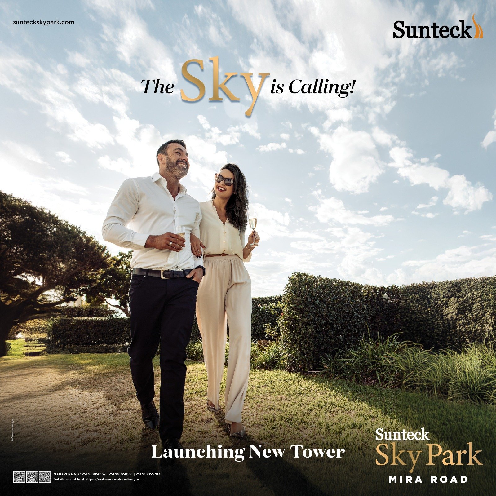 Peaceful landscaped walking path surrounded by greenery at Sunteck Sky Park Mira Road.